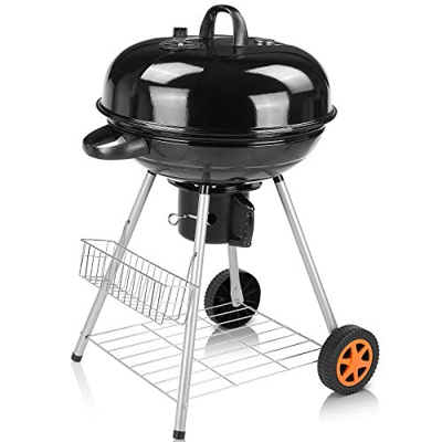 Barbacoa de Carbón, Parrilla de Carbón Vegetal con Tapa, Compartimento de Almacenamiento, Ventilación Ajustable, Camping y Fiestas, Para 6-10 Personas