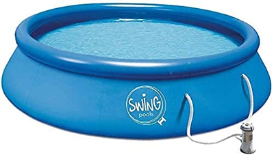 Well2wellness Quick-Up Pool Aufstellbecken Swing Ø 305 X 76CM Azul Incl. Bomba de Filtro 230V Plus Película Solar Negro