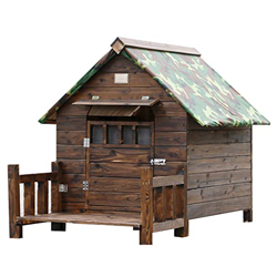 TYX Casetas Perros Exteriores con Terraza Delantera, Casa Perros Casetas para Perros Jaula Perros, Caseta Perros Grande Mascotas Madera,77×88×81cm en oferta