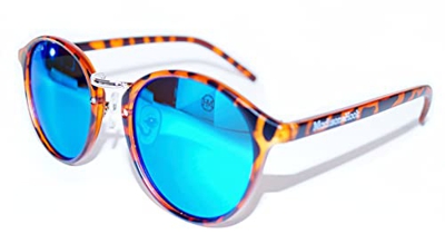 Gafas de Sol Polarizada Mujer con Montura LEOPARD y Lentes Redondas Espejadas en color AZUL ULTRAMAR