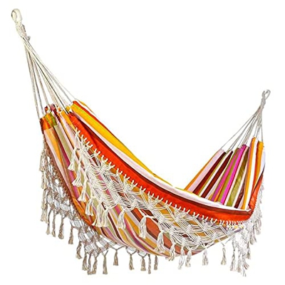 Hamaca 200x150 cm Hamaca portátil para exteriores Jardín Deportes Hogar Camping Columpio Silla Cama Hamaca Encendedor y portátil (Color: Rayas amarill