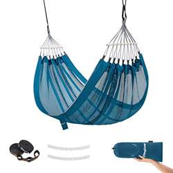 KingCamp Hamaca Doble con Barras Esparcidoras de Madera Ultraligero Transpirable Hamaca Jardin en Seda de Hielo 260 × 160cm Hamaca Camping para 2 Pers precio