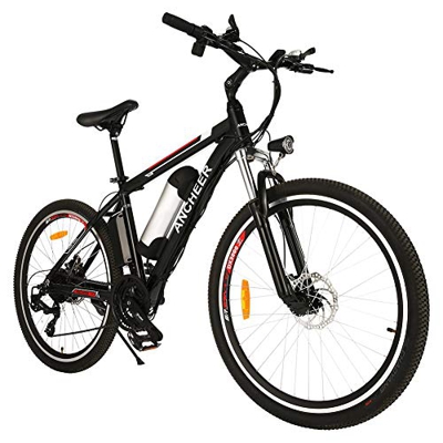 ANCHEER Bicicleta Eléctrica de Montaña de 26/27,5", Bicicleta Eléctrica con Batería de Litio de 8Ah /10Ah /12,5Ah y Desviador de 21 Velocidades (AE1_N