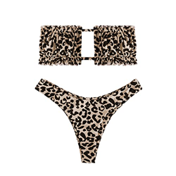 heekpek Conjunto de Bikini para Mujer, Traje de Baño Dos Piezas Conjunto Bañador sin Tirantes, Ropa de Playa de Color Doblez con Cordón Bikini Sets Le características