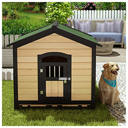 TYX Casa Perros Madera Carbonizada, Perreras Perros Perreras Perros Jaula Perros Impermeable, para Jardín Exterior Animales Pequeños Medianos Grandes, en oferta