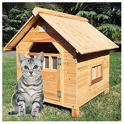 TYX Casetas para Perros Exterior 45 × 56 × 48Cm, Caseta para Perro Casa para Perros Madera con Puerta Y Ventana, para Gatitos Chihuahuas Conejos,45×56