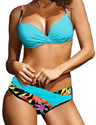 Voqeen Bikini de Mujer Traje de baño Push up de Dos Piezas Disfraz de Color Brillante de Cintura Baja Ajustable Traje de baño de Playa en oferta