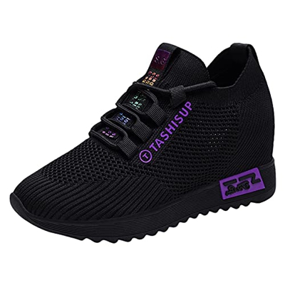 LQIAO Botines con cuña Oculta Zapatillas de Moda Zapatillas de Deporte con Plataforma de Malla Transpirable Calzado Casual