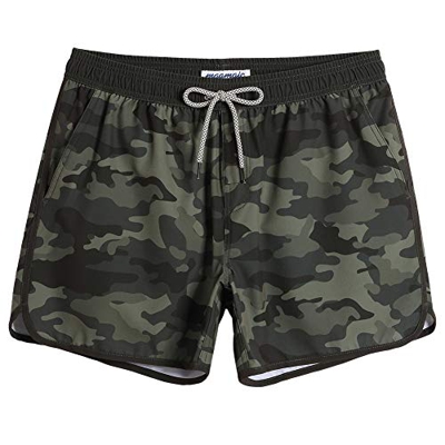 MaaMgic Bañador Hombre de Natación Secado Rápido Interior de Malla Pantalones Cortos d'Aire Vintage 80s 90s,Camuflaje Verte Oscuro,M