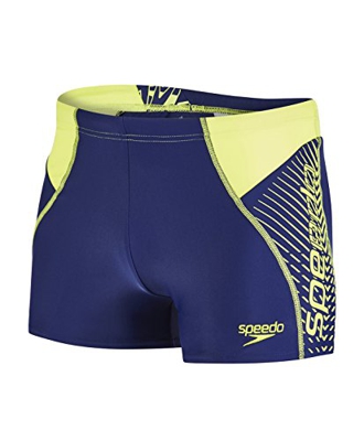 Speedo Traje de baño Aquashort con Logo para Hombre, Hombre, baño, 8-10426605834, Azul Marino y Verde, 44