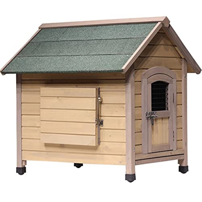 XYF Casa de Perro al Aire Libre de Madera Maciza Casa de Jaula para Perros de tamaño pequeño y Mediano Puppy Shelter, fácil de Instalar, Apto para Per