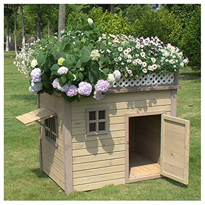 TYX Casetas Perros Exteriores Madera Grande, Casa Perros Caseta Perros Jaulas Perros Villa, para Animales Pequeños Medianos Y Grandes Resistente,39.37