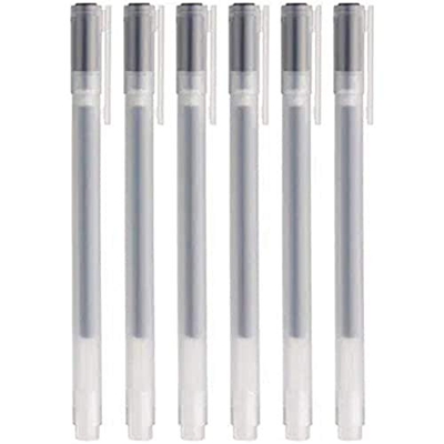 MUJI Tinta Gel Bolígrafo 6-Piezas Juego, 0.38 mm Tamaño Punta, Negro (4550002108946)