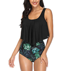Occffy Conjuntos de Bikini para Mujer Traje de Baño en Dos Piezas Volantes Top Parte Inferior de Cintura Alta Tankini Conjunto de Bañador Mujer CH55 ( características