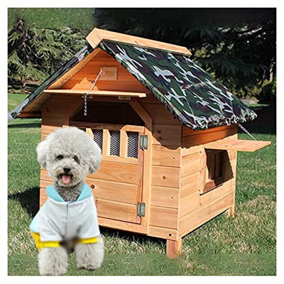 TYX Casetas Perros Exteriores,Caseta Perro Caseta Exterior Casetas Perros Madera Impermeable, para Animales Medianos Grandes Fácil Limpieza,77×88×81cm