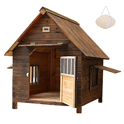 Caseta de Madera para Perros Exterior, Caseta para Conejos, Gatos y Perros, Casa Impermeable para Perro, Casa de Mascotas para Patio, Caseta Perro par