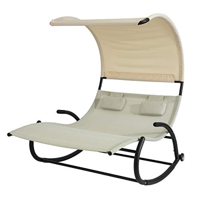 SoBuy OGS50-MI Tumbona jardín con Parasol de 2 plazas para Patio Trasero Playa ES