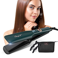 Ckeyin Plancha De Pelo Profesional, Plancha De Pelo, Placa Calefactora Más Ancha, Plancha De Pelo Con Pantalla Lcd, Herramienta De Peinado Ptc (Verde) en oferta