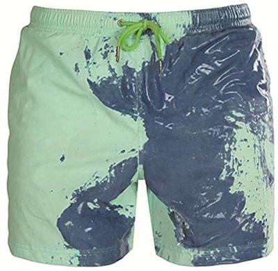 RZKJ Bañador para hombre, que cambia de color, de verano, para la playa, surf, deporte, de secado rápido, con tamaño ajustable del bañador con cordón,