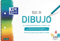 Oxford Bloc Dibujo Escolar A4+ Tapa Blanda/Contratapa rígida 20 Hojas 130gr Liso con 2 Taladros, con Espiral precio