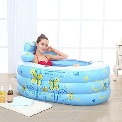 GAOTTINGSD Piscinas Hinchable Plegable bañera Inflable, portátil Engrosamiento Adulto Cubo de baño de la Bomba eléctrica con el Interior y OutdoorTub 
