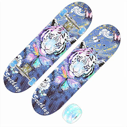 H&1 Patineta Junior Patinetas, patineta Profesional de 28 Pulgadas con Ruedas LED, patineta para niños, niñas, niños (Mariposa Tigre [Rueda Intermiten características