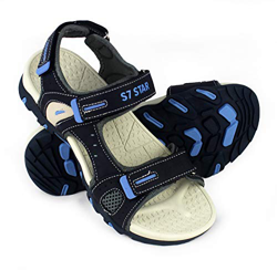 Sandalias Hombre Verano，Sandalias Deportivas y Playeras，Zapatos de Playa Cómodo Ajustable Tres Capas de Velcro Al Aire Libre Senderismo Piscina (Azul, características