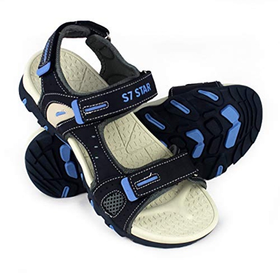 Sandalias Hombre Verano，Sandalias Deportivas y Playeras，Zapatos de Playa Cómodo Ajustable Tres Capas de Velcro Al Aire Libre Senderismo Piscina (Azul,