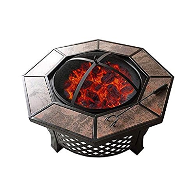 ROM Parrilla para Barbacoa, Cuenco de Fuego, Mesa de Barbacoa de cerámica Octogonal, Estufa de Barbacoa de carbón al Aire Libre, brasero de calefacció