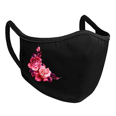 N / B Negro Las_Mascarillas Adultos Algodón Estampado Floral Respirable Adecuado l_avables y Reutilizables No Se Empaña Fácilmente, Se Adapta A La Car