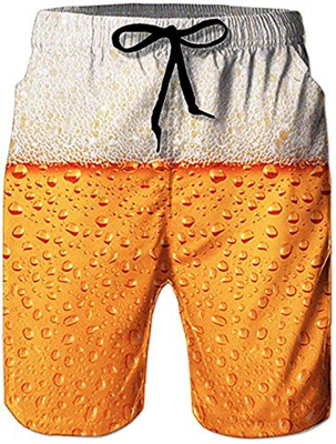 Rave on Friday Hombre Bañador Estampado 3D Impresos Funny Realista Cerveza Gráfico Boardshorts Hawaii Funky Moda Shorts M