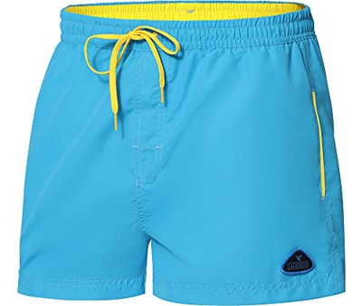Ladeheid Trajes de Baño de Hombre Pantalones Cortos de Playa LAZA1001 (Azure Azul Amarillo, 6XL)