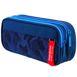 Estuche Escolar con 3 Cremalleras para Niños & Niña, lunaoo Grandes Capacidad Estuches Escolares, 22CM (Camuflaje Azul) en oferta
