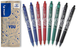 PILOT FriXion Clicker - Bolígrafo de tinta borrable (8 unidades), color azul, negro, rojo y verde precio