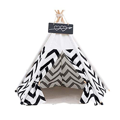 Tienda para mascotas con cojín, Tipi extraíble y lavable para mascotas para perros y gatos, tienda de campaña de tela de algodón portátil con cojines,
