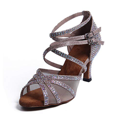 Syrads Zapatos de Baile Latino con pedrería para Mujer Salsa Tango Moderna Bachata Zapatos de Baile de Salón Suela Blanda 1057-01 características