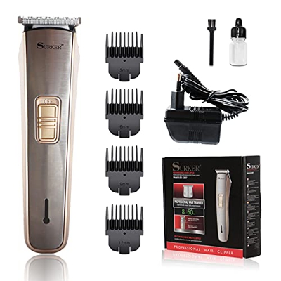 Surker SK-6007 - Cortapelos para hombre profesional, cortapelos eléctrico para barba, maquinilla de afeitar con 4 peines, potente motor, baterías reca