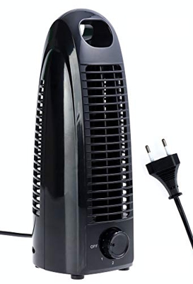 Opus 2 Ventilador de torre silencioso – Ventilador de mesa compacto retro para casa, oficina y dormitorio – Ventilador de metal con 2 velocidades (osc