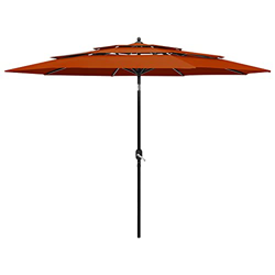 vidaXL Sombrilla de 3 Niveles con Poste Parasol Exterior Patio Terraza Protección contra Rayos Playa Piscina Toldo de Aluminio Terracota 3 m características