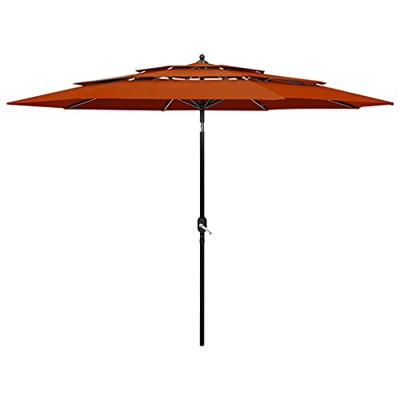 vidaXL Sombrilla de 3 Niveles con Poste Parasol Exterior Patio Terraza Protección contra Rayos Playa Piscina Toldo de Aluminio Terracota 3 m