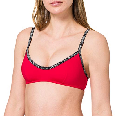 Calvin Klein Bralette-RP Parte Superior de Bikini, Rojo rústico, L para Mujer