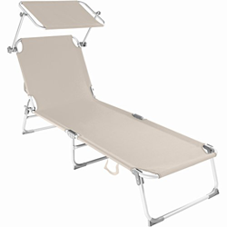 Tectake Cama Hamaca Tumbona Aluminio Plegable Con Parasol Playa Jardín Exterior en oferta