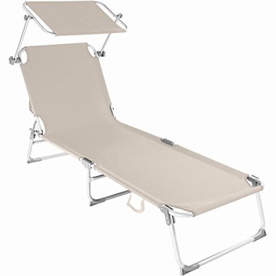 Tectake Cama Hamaca Tumbona Aluminio Plegable Con Parasol Playa Jardín Exterior