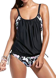 EUDOLAH Conjunto de Bikini Acolchado para Mujer, Traje de baño de Dos Piezas a Rayas AAS Flores Negras,XX-Large en oferta