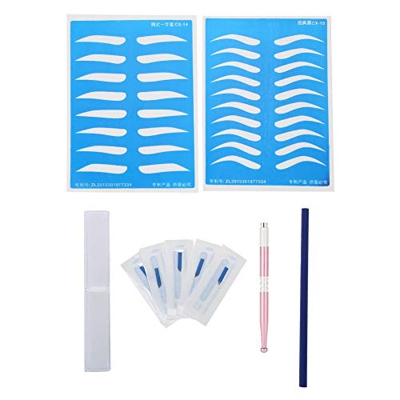 Herramientas de práctica de tatuaje de ceja, bolígrafo manual con la cubierta + hoja de agujas 5 unidades + la práctica de 2 unidades la piel y el láp