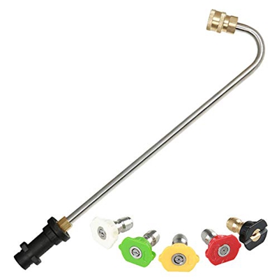 Frunimall Limpiador de canalones para Karcher K2 K3 K4 K5 K6 K7, varilla de lavado a presión con 5 boquillas de pulverización para lavadora a presión 