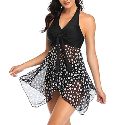 Voqeen Bikini para Mujer con Vendaje Frontal y Dobladillo Irregular Dos Piezas Traje de baño Ropa de Playa Push Up Mujer Bikini con Cuello Halter Acol