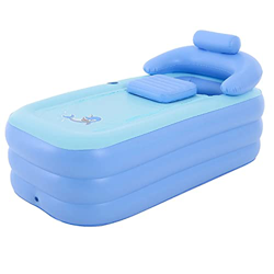 Bañera hinchable gruesa para spa, para adultos, plegable, de PVC, plástico, con cojín cervical (azul) en oferta