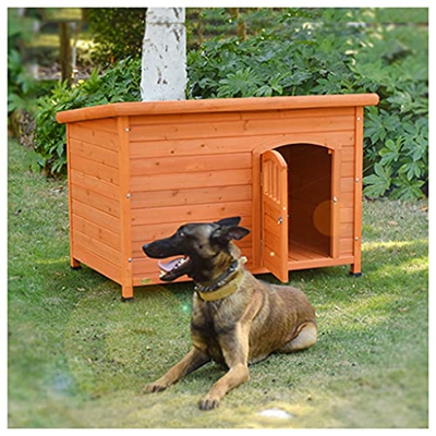 TYX Casa Perros Madera Impermeable, Casetas Perros Exterior Caseta Perro Caja Perros Refugio Perros, para Cabaña Troncos Mascotas Fácil Limpieza,115×7