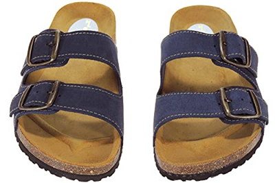 NELLAKIS 43-5 Sandalia Hombre Dos Hebillas - Piel - Bio Anatómico - Hechas en España Marino Talla 45